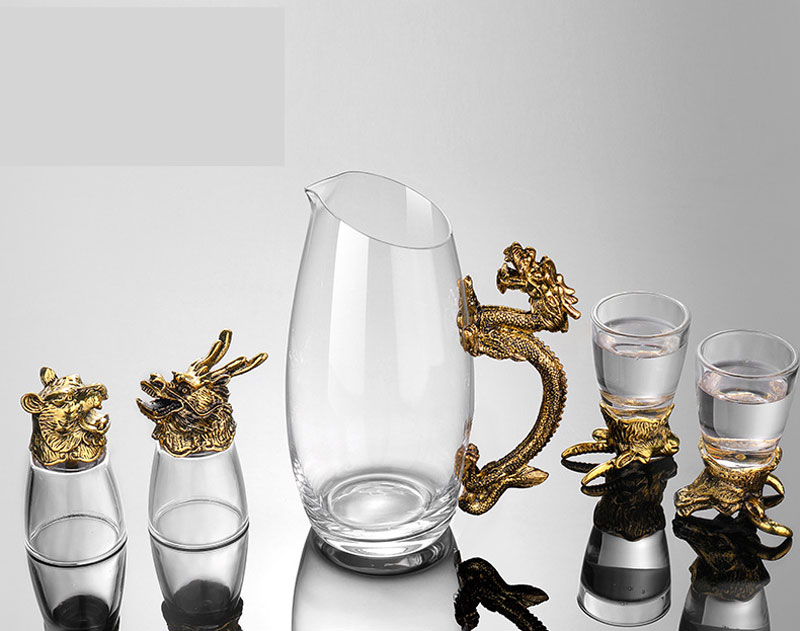 Bộ cốc chén uống rượu thủy tinh kèm khay