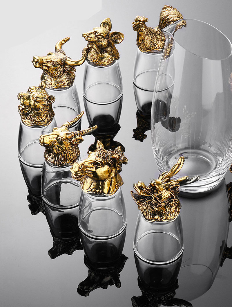 Bộ cốc chén uống rượu thủy tinh kèm khay