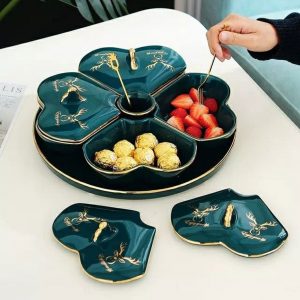 Khay mứt sứ green