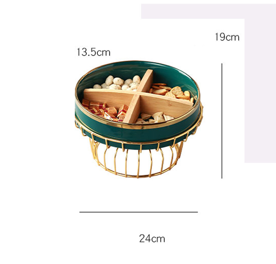 Khay mứt sứ xanh hươu vàng