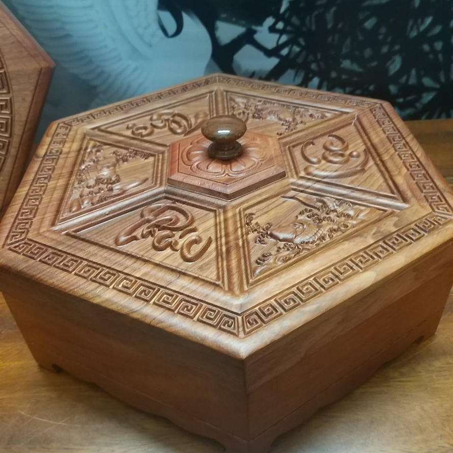 Khay mứt Tết gỗ Phúc Lộc Thọ