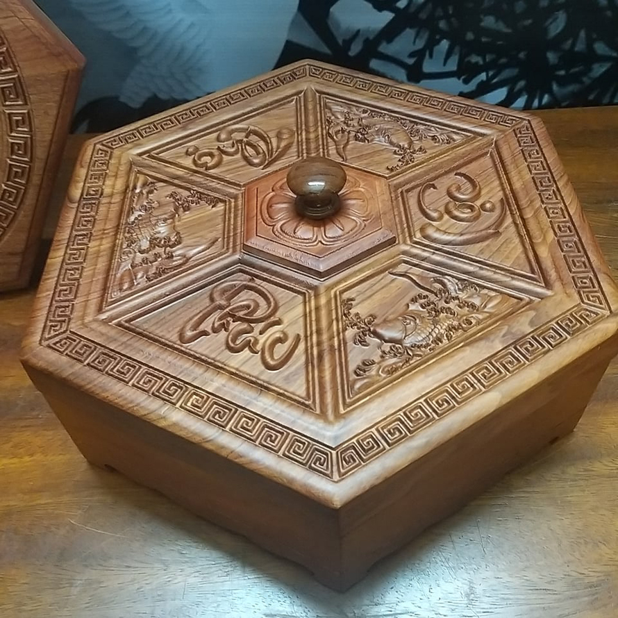 Khay mứt Tết gỗ Phúc Lộc Thọ