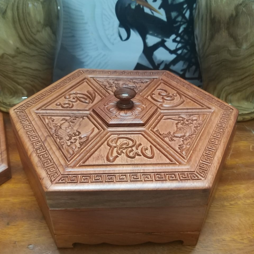 Khay mứt Tết gỗ Phúc Lộc Thọ