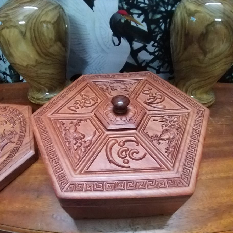 Khay mứt Tết gỗ Phúc Lộc Thọ