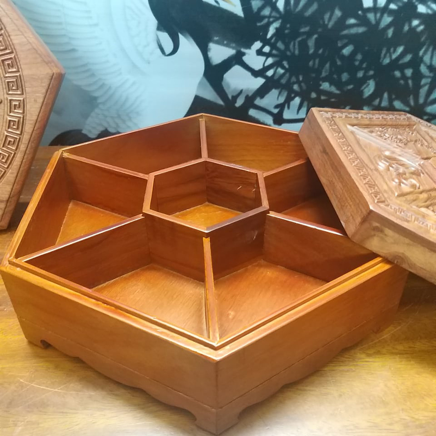 Khay mứt Tết gỗ Phúc Lộc Thọ