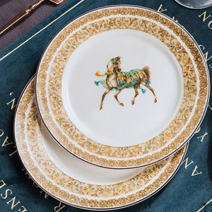 Bộ bát ngựa sứ xương hoa văn vàng 60 chi tiết