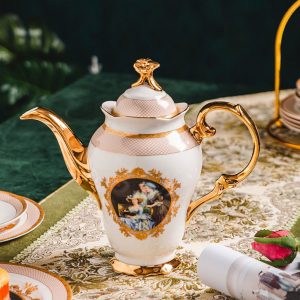 Bộ ấm trà sứ xương phong cách Châu Âu Trung Cổ