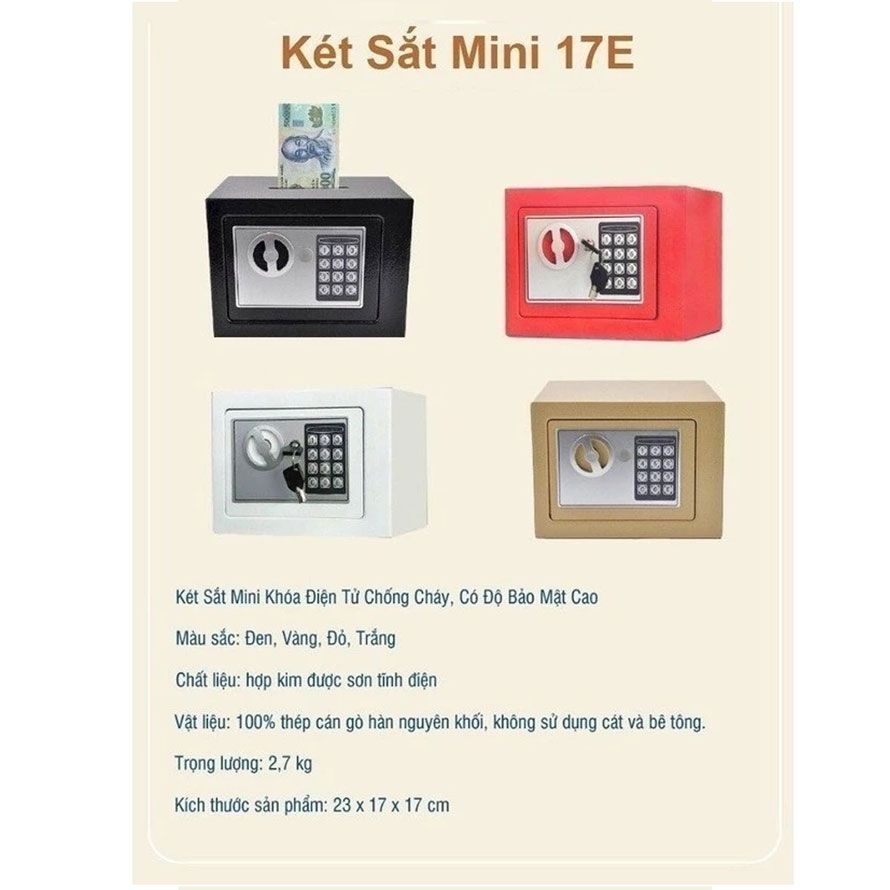 Két sắt mini chống cháy khóa bảo mật thông minh