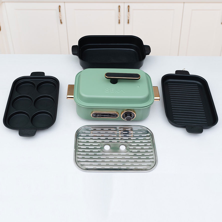 Nồi lẩu nướng hấp làm bánh đa năng Seka 4 trong 1