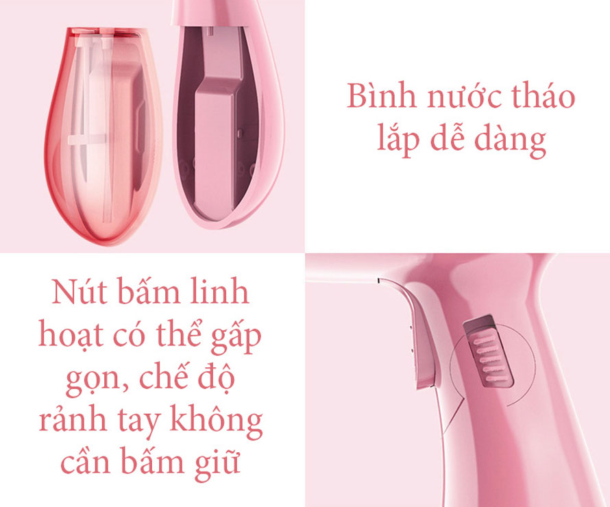 Bàn là ủi hơi nước cầm tay mini gấp gọn