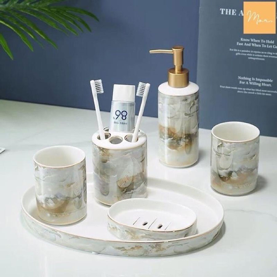 Bộ độ dùng phụ kiện phòng tắm vân đá Hoa Cương