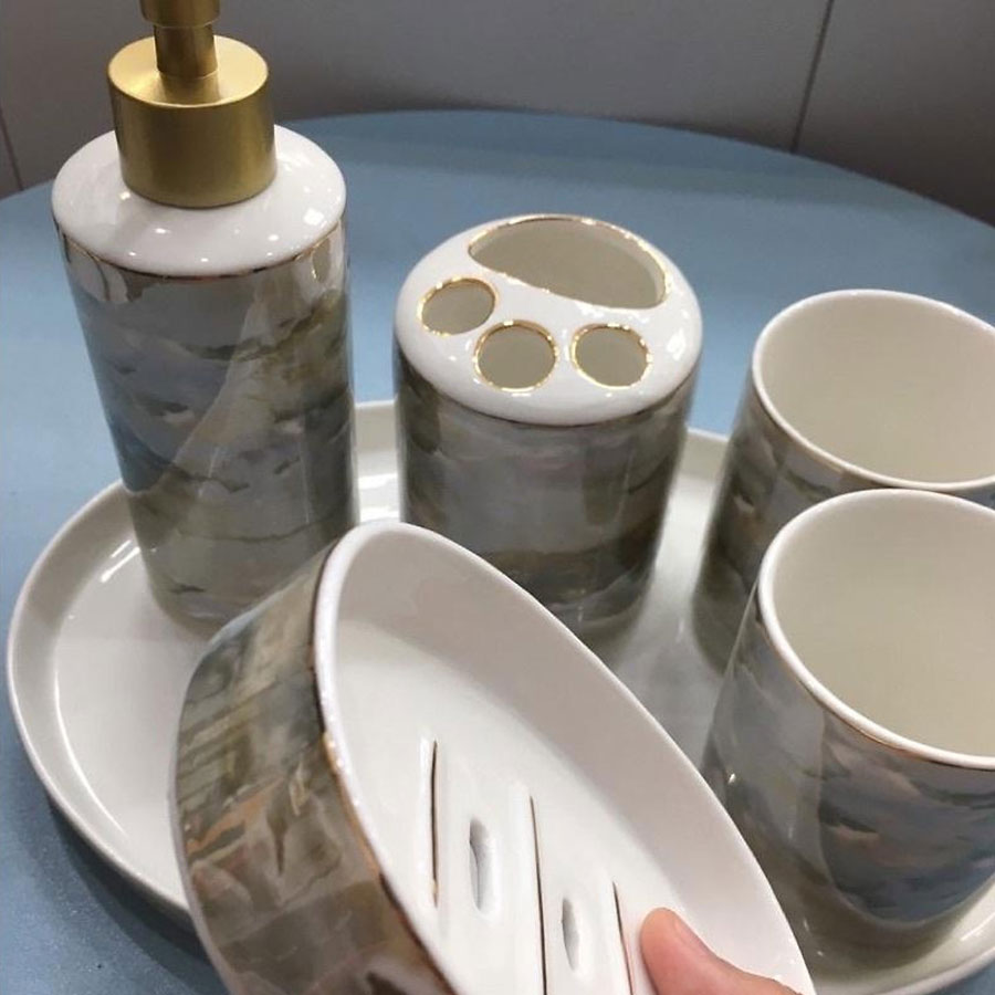 Bộ độ dùng phụ kiện phòng tắm vân đá Hoa Cương