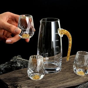 Bộ cốc ly rượu mắt trâu pha lê vàng 24k cao cấp sang trọng