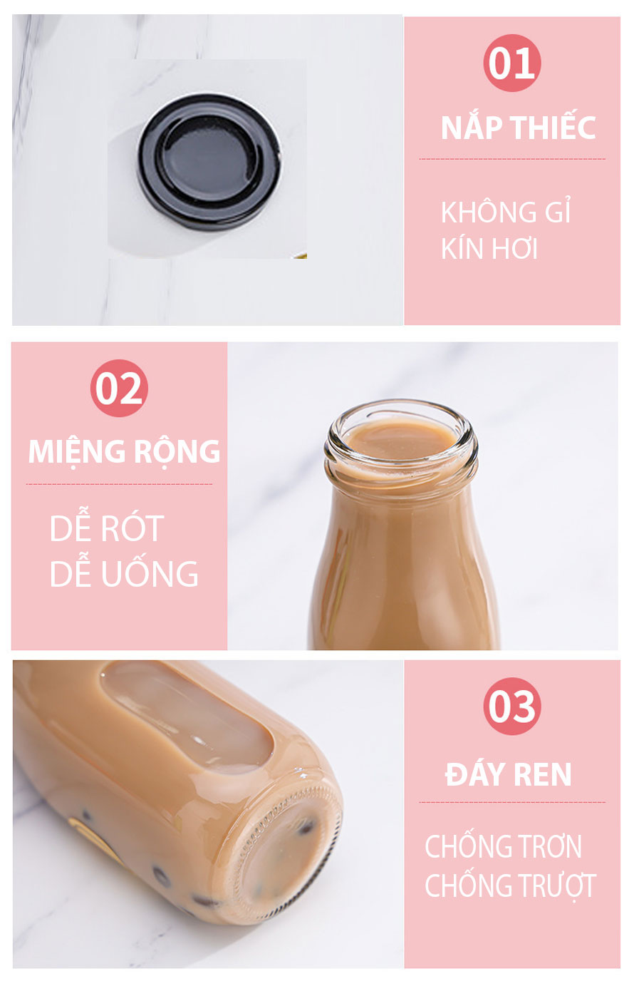 Chai thủy tinh đựng sữa hạt
