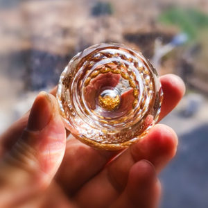 Ly rượu mắt trâu pha lê phối vàng 24K