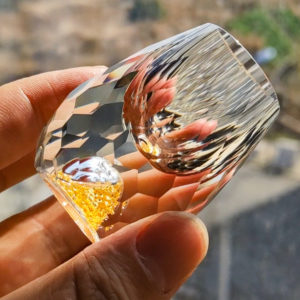 Ly rượu mắt trâu pha lê phối vàng 24K