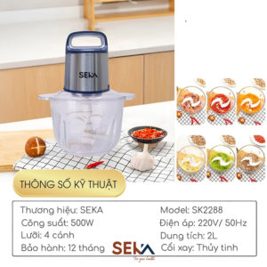 Máy xay thịt cá SEKA sk2288 chạy điện cối thủy tinh 2 lít