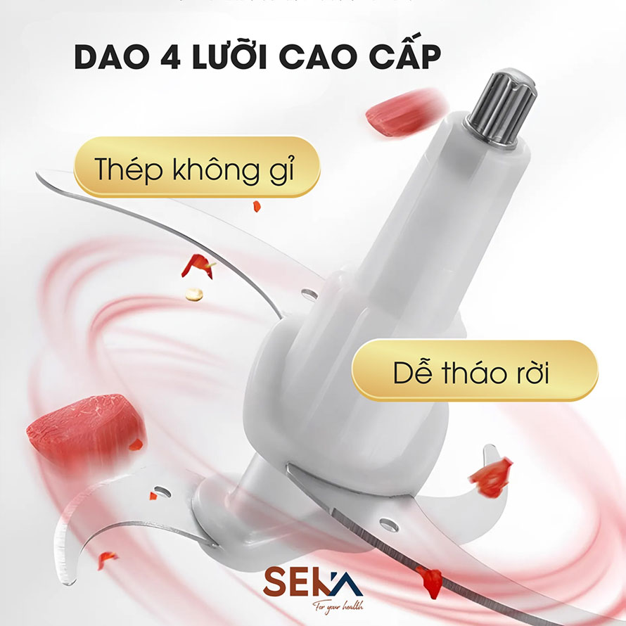 Máy xay thịt cá SEKA sk2288 chạy điện cối thủy tinh 2 lít