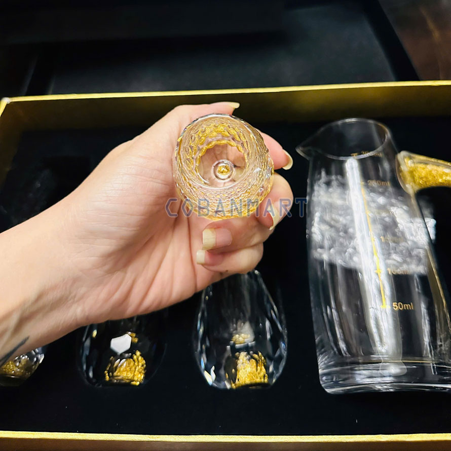 Bộ cốc ly rượu mắt trâu 24K