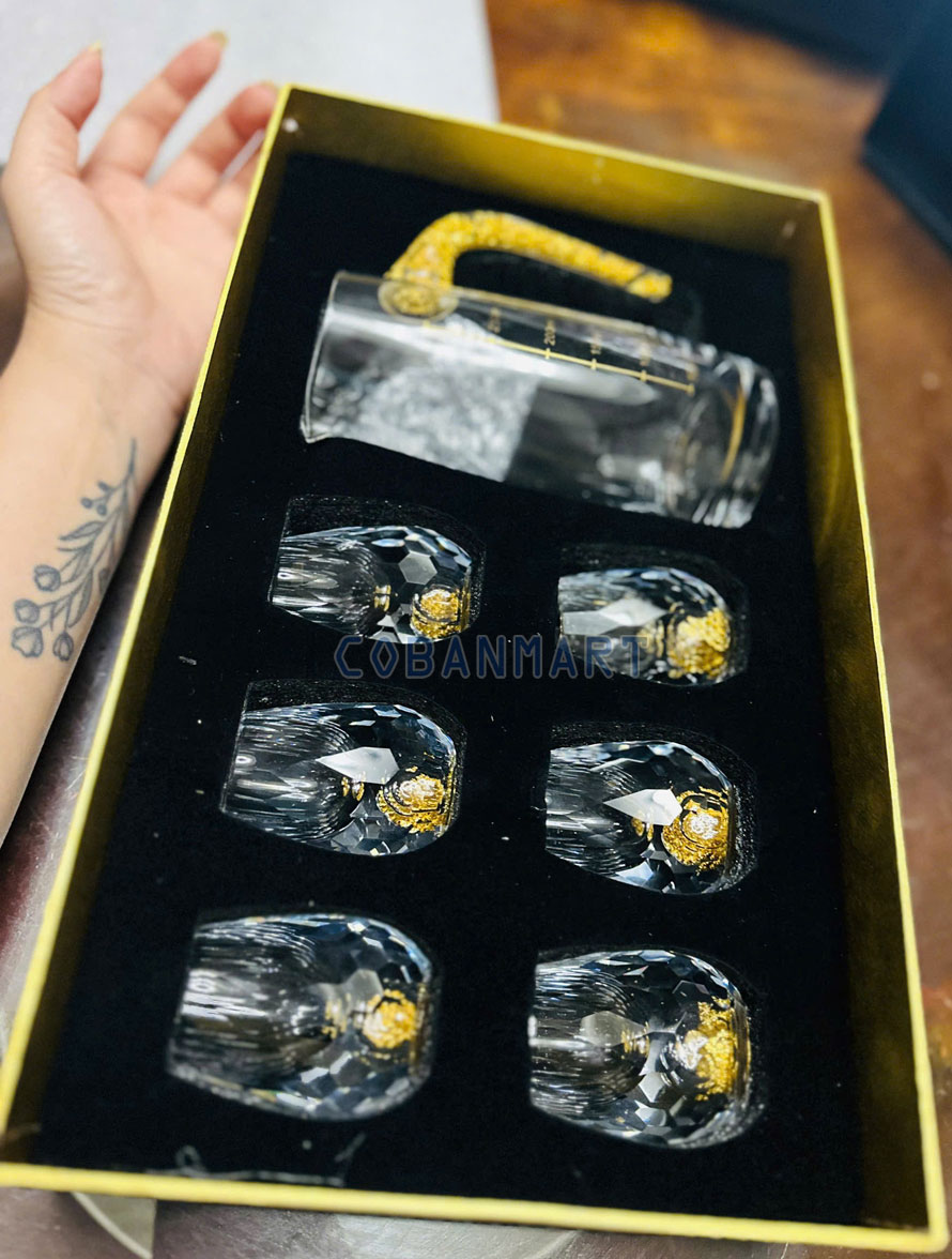 Bộ cốc ly rượu mắt trâu 24K