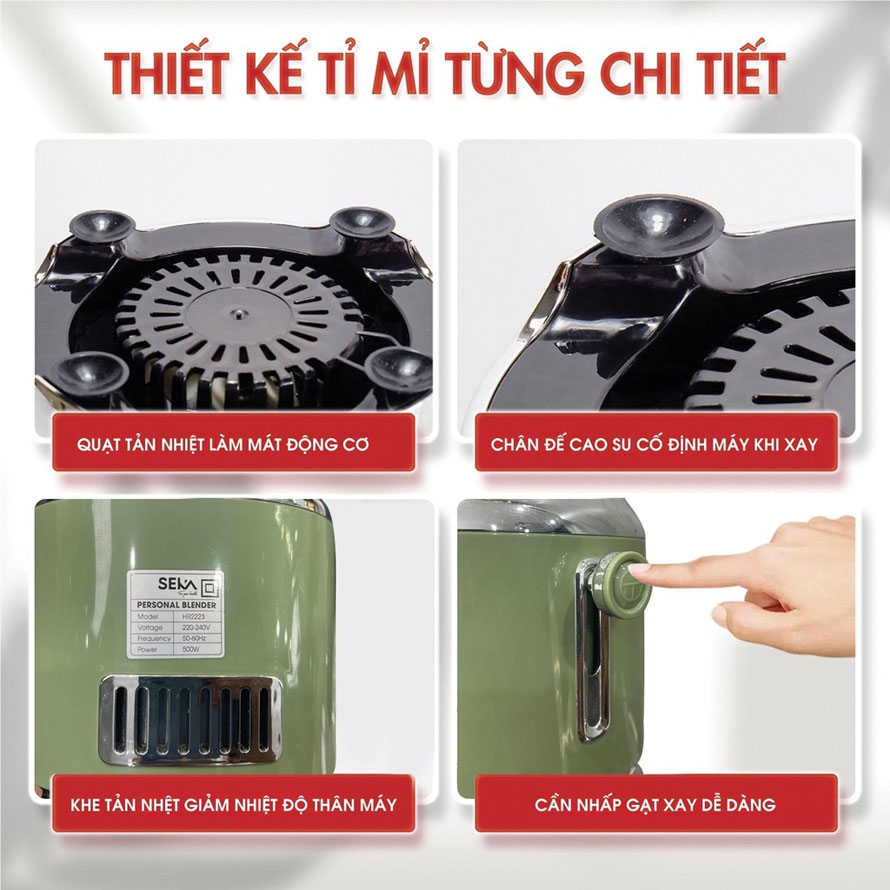 Máy xay sinh tố 3 cối đa năng SEKA HR2223
