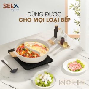 Nồi lâu 2 ngăn nhôm nguyên khối dùng cho mọi loại bếp