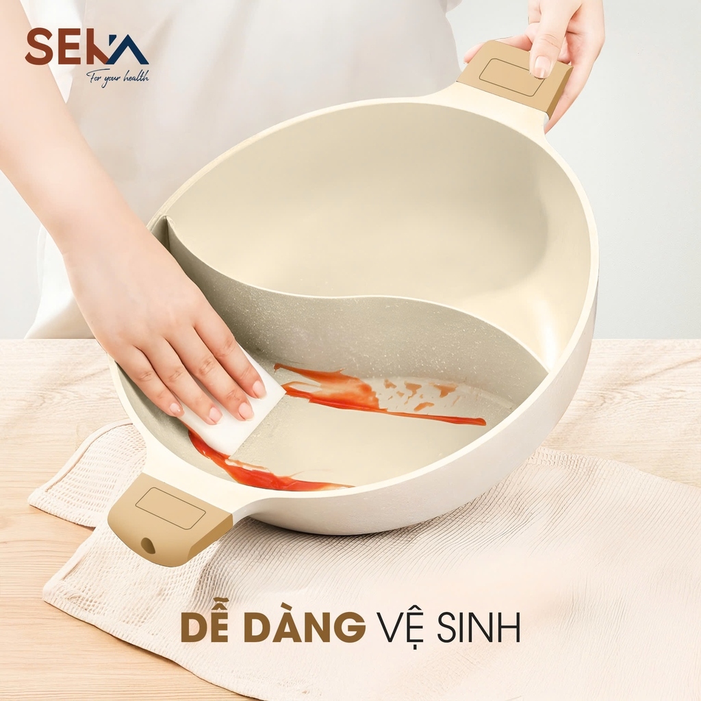 Nồi lâu 2 ngăn nhôm nguyên khối dùng cho mọi loại bếp